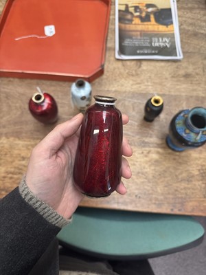 Lot 96 - A group of six Japanese cloisonné vases, Meiji or later