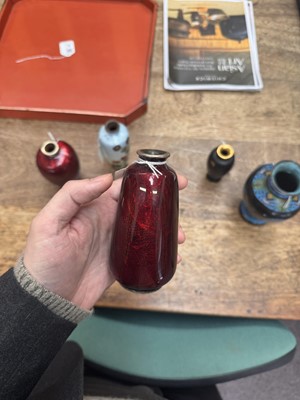 Lot 96 - A group of six Japanese cloisonné vases, Meiji or later