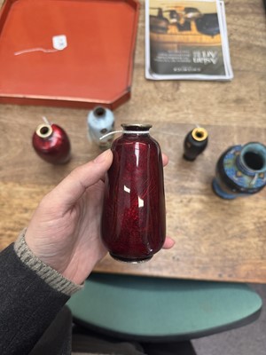 Lot 96 - A group of six Japanese cloisonné vases, Meiji or later