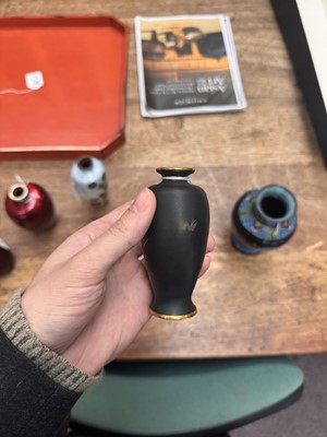 Lot 96 - A group of six Japanese cloisonné vases, Meiji or later