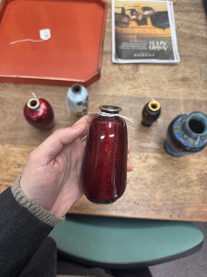 Lot 96 - A group of six Japanese cloisonné vases, Meiji or later