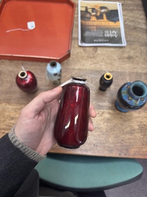 Lot 96 - A group of six Japanese cloisonné vases, Meiji or later