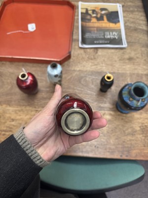 Lot 96 - A group of six Japanese cloisonné vases, Meiji or later