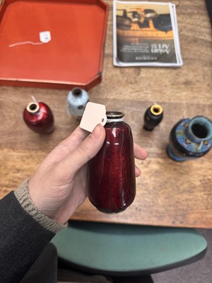 Lot 96 - A group of six Japanese cloisonné vases, Meiji or later