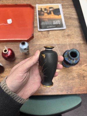 Lot 96 - A group of six Japanese cloisonné vases, Meiji or later