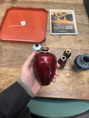 Lot 96 - A group of six Japanese cloisonné vases, Meiji or later