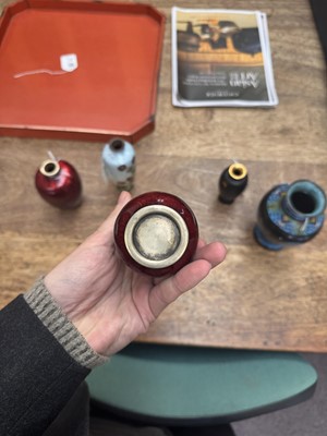 Lot 96 - A group of six Japanese cloisonné vases, Meiji or later