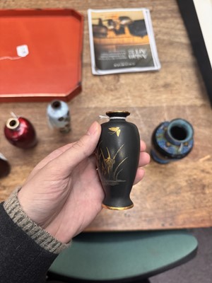 Lot 96 - A group of six Japanese cloisonné vases, Meiji or later