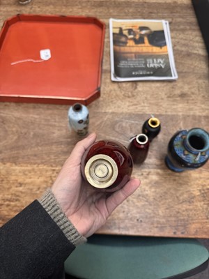 Lot 96 - A group of six Japanese cloisonné vases, Meiji or later