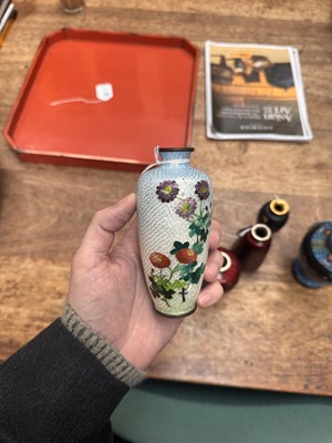 Lot 96 - A group of six Japanese cloisonné vases, Meiji or later