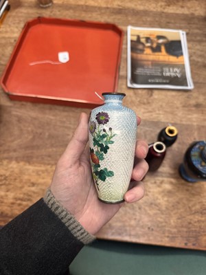 Lot 96 - A group of six Japanese cloisonné vases, Meiji or later