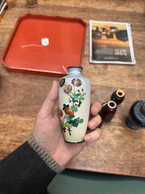 Lot 96 - A group of six Japanese cloisonné vases, Meiji or later