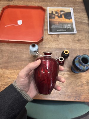 Lot 96 - A group of six Japanese cloisonné vases, Meiji or later