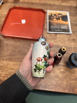 Lot 96 - A group of six Japanese cloisonné vases, Meiji or later