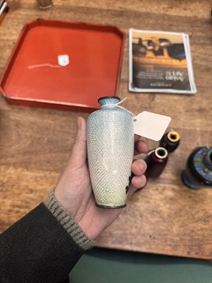 Lot 96 - A group of six Japanese cloisonné vases, Meiji or later