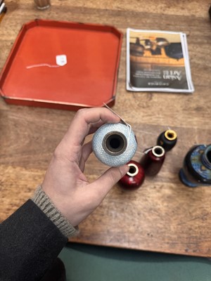 Lot 96 - A group of six Japanese cloisonné vases, Meiji or later