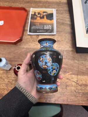 Lot 96 - A group of six Japanese cloisonné vases, Meiji or later
