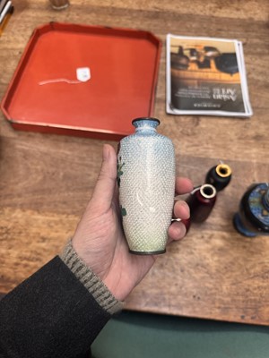 Lot 96 - A group of six Japanese cloisonné vases, Meiji or later