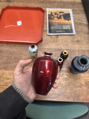 Lot 96 - A group of six Japanese cloisonné vases, Meiji or later