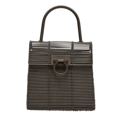 Lot 46 - Ferragamo Gunmetal DO-21 Metal Top Handle Bag