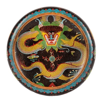 Lot 537 - A Chinese cloisonné enamel 'dragon' censer, Modern