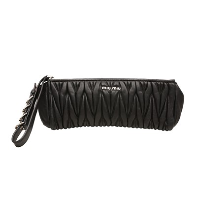 Lot 478 - Miu Miu Black Matelasse Pouchette Clutch