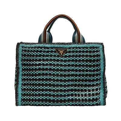 Lot 58 - Prada Peacock Madras Woven Tote