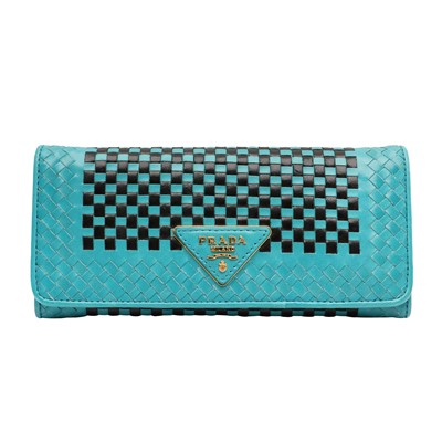 Lot 60 - Prada Peacock Madras Woven Continental Wallet