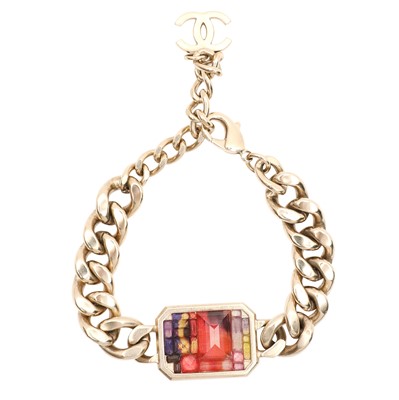 Lot 332 - Chanel Multi Resin Mosaic CC Chain Bracelet