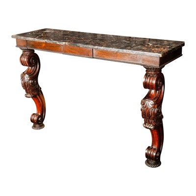 Lot 3 - A George IV rosewood marble topped wall mounted console table
