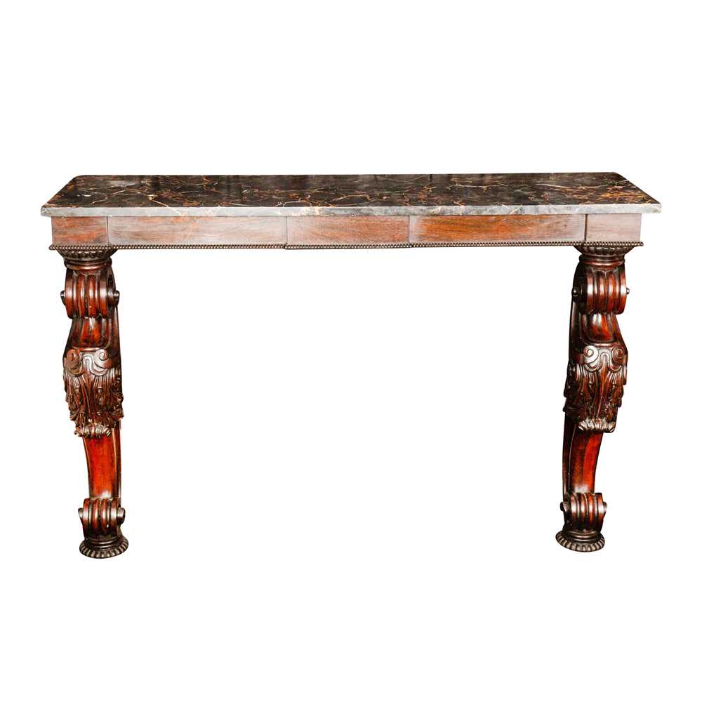 Lot 3 - A George IV rosewood marble topped wall mounted console table