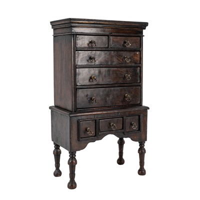 Lot 37 - An early 19th century apprentice chest on stand