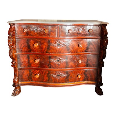 Lot 64 - A late 19th Century Maltese marble topped mahogany chest of drawers
