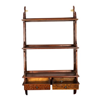 Lot 54 - An Chippendale style mahogany wall hanging shelf, early 20th century