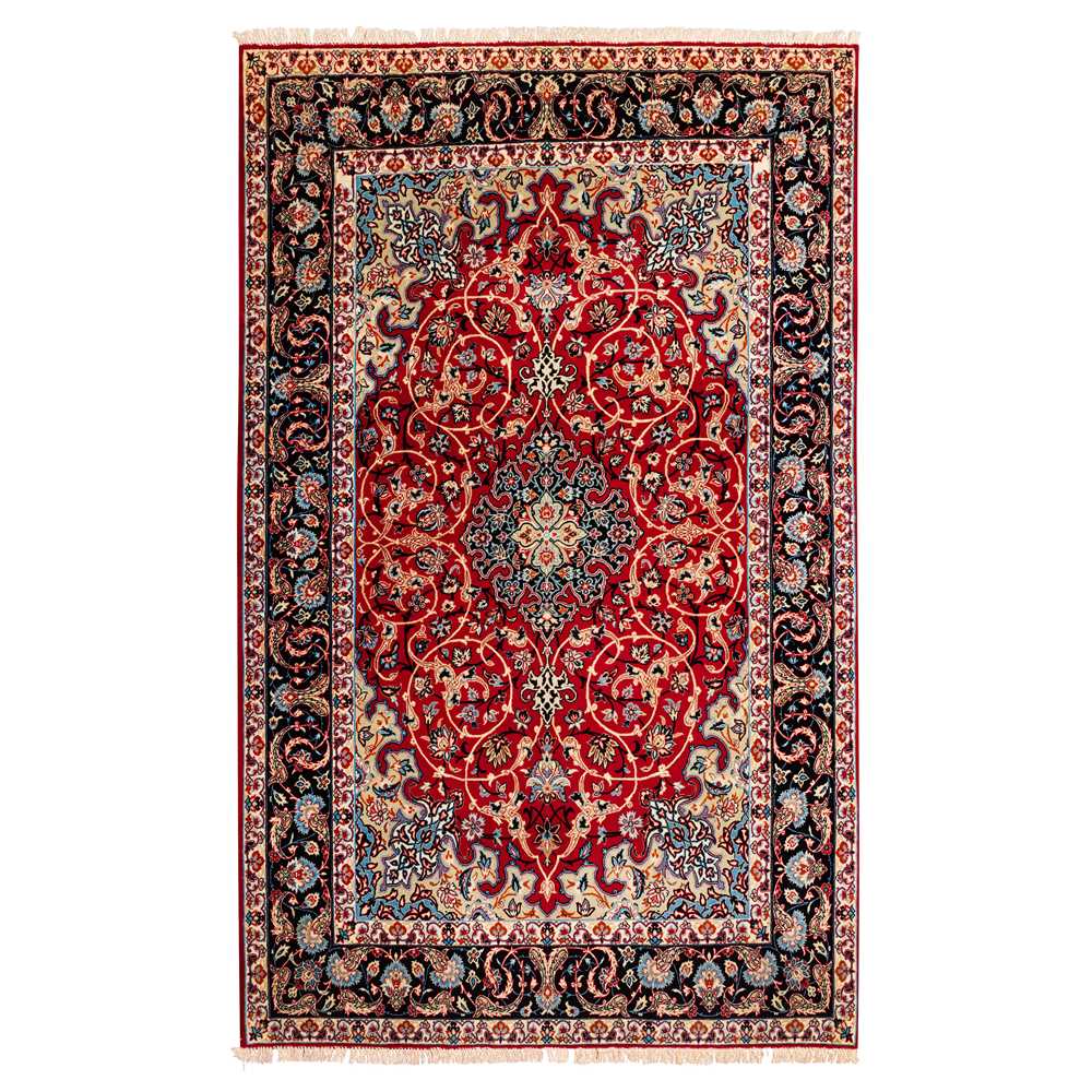 Lot 8 - An extremely fine part silk Isfahan rug, central Persia