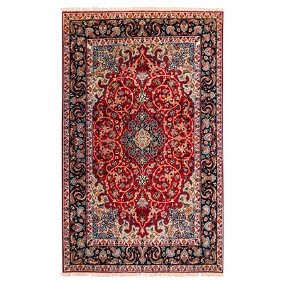 Lot 8 - An extremely fine part silk Isfahan rug, central Persia