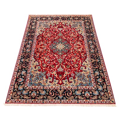 Lot 8 - An extremely fine part silk Isfahan rug, central Persia