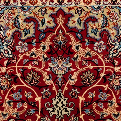 Lot 8 - An extremely fine part silk Isfahan rug, central Persia