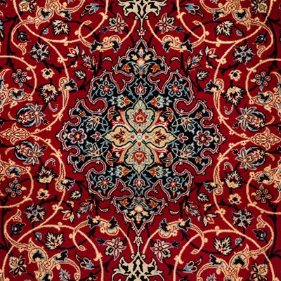 Lot 8 - An extremely fine part silk Isfahan rug, central Persia