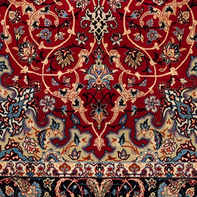 Lot 8 - An extremely fine part silk Isfahan rug, central Persia