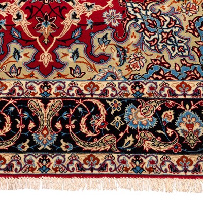 Lot 8 - An extremely fine part silk Isfahan rug, central Persia