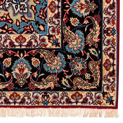 Lot 8 - An extremely fine part silk Isfahan rug, central Persia