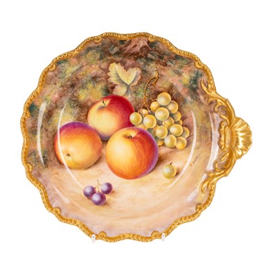 Lot 206 - A Royal Worcester bowl hand painted with autumnal fruit, signed Harry Aryton