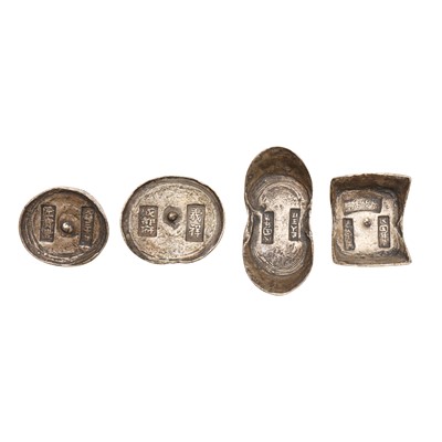 Lot 571 - Four Chinese silver sycees