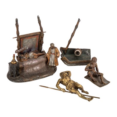 Lot 425 - Three Orientalist figures in the manner of Franz Xaver Bergman style , late 19th century