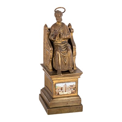 Lot 135 - A cast brass figure of St. Peter, 19th century