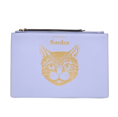 Lot 27 - Gucci Lilac Cat Garden Flat Pouch