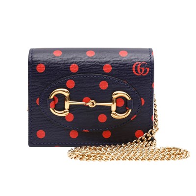 Lot 62 - Gucci Navy 1955 Horsebit Card Case On Chain