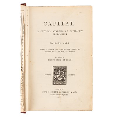 Lot 61 - Marx. Capital. fourth English ed. 1891