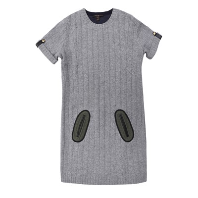 Lot 464 - Louis Vuitton Grey Wool Ribbed Knit Dress - Size M